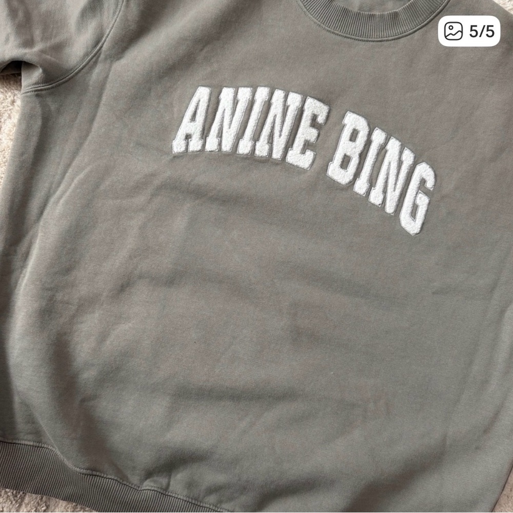 Anine Bing Sage Green Logo Crewneck Sweatshirt size small - Picture 5 of 5
